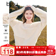 百圖betu女裝冬季新款毛衣圓領(lǐng)仿貂紗線(xiàn)拼接小眾寬松毛衣2411T90 米白 L