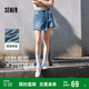 森馬（Semir）森柔牛仔|牛仔褲女不對稱裙褲小眾夏季個性寬松短褲103324122001