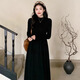 妙奕嘉長(cháng)袖針織黑色赫本風(fēng)打底連衣裙秋冬季女裝新款裙子毛衣裙微胖氣質(zhì) 圓領(lǐng)法式赫本風(fēng)溫柔系打底長(cháng)裙【黑色】 均碼 【建議80-120斤】