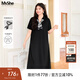 MsShe【送絲巾polo裙】大碼女裝2025秋裝胖mm遮肚子巨顯瘦連衣裙 【短袖POLO領(lǐng)】黑色現貨 4XL
