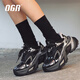 OGR 【明星同款】水狼蛛老爹鞋男網(wǎng)面透氣厚底增高女運動(dòng)休閑鞋子 隕黑 37