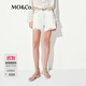 MO&Co.牛仔短褲夏土耳其棉質(zhì)磨爛破洞高腰寬松MBE2SOT026 牛仔白色 S /S