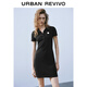 UR夏季新款女學(xué)院風(fēng)立體裝飾Polo領(lǐng)短袖連衣裙UYY750050 黑色 M