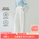 尚都比拉時(shí)尚通勤垂感直筒褲子寬松顯瘦長(cháng)款中腰闊腿休閑褲女 白色 L