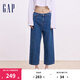 Gap女裝純棉直筒牛仔褲寬松百搭休閑九分褲638509中度水洗160/62A(26) 亞洲尺碼