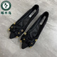 啄木鳥(niǎo)尖頭單鞋女夏平底鞋2025新款春秋百搭小香風(fēng)鞋子黑色淺口軟底瓢鞋 黑色 37
