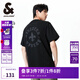 杰克·瓊斯（JACK&JONES）25年男裝春夏季重磅棉寬松復(fù)古哥特字母發(fā)泡印情侶短袖T恤男小眾 黑色E40 常規(guī) M