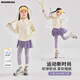 moonkids童裝女童網(wǎng)球運(yùn)動(dòng)套裝速干衣2025秋季新款兒童戶外訓(xùn)練服外套褲裙 兩件套【10208米色外套+2243紫色裙褲】 140 cm