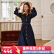 Olrain歐芮兒牛仔連衣裙女春裝女裝收腰顯瘦氣質(zhì)復古假兩件裙子 深藍色 XL 170/92A