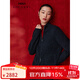 珍貝ZB/珍貝25冬季新款女裝半高領(lǐng)雙拉鏈亮片羊絨針織開(kāi)衫外套厚31309 黑彩亮片 厚款 M （100）