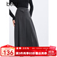 百圖betu女裝冬季新款半身裙斜搭扣腰帶高腰百褶裙裙子女2411T71 深灰 M