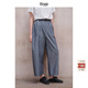 旅途原品ltyp 高支高密色織亞麻棉直筒褲 文藝休閑百搭棉麻九分褲 丹寧藍 S