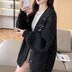 針織衫開衫2025年新款大碼女裝慵懶風(fēng)亮片毛衣中長(zhǎng)款外穿寬松顯瘦 黑色 2XL  【140-160斤】