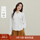 茵曼（INMAN）茵曼2025秋冬女裝新款 100棉娃娃領(lǐng)褶皺白色襯衫淡人寬松長(zhǎng)袖襯衣  云朵白 M