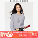 佐丹奴長(cháng)袖T恤女秋冬純棉名畫(huà)系列主題印花圓領(lǐng)上衣13395792