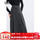 百圖betu女裝冬季新款半身裙斜搭扣腰帶高腰百褶裙裙子女2411T71 深灰 M