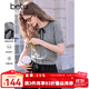 百圖betu女裝2025春夏新款毛針織衫蝴蝶結綁帶短袖針織衫女2502T06 灰色 L