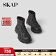 圣伽步（SKAP）短靴女士高幫厚底戶(hù)外運動(dòng)休閑靴 黑色 37