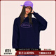Mmlg 87mm 圓領(lǐng)衛衣女男2025年秋季厚板膠印logo裝飾個(gè)性潮酷情侶上衣 藏青色 S