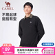 駱駝圓領(lǐng)長(cháng)袖套頭衛衣男時(shí)尚寬松薄款休閑運動(dòng)上衣女 J13CAY6063，幻影黑，男 XL