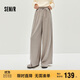 森馬（Semir）休閑褲女秋季打褶垂感寬松闊腿褲2025日系慵懶糯米褲10A525127003
