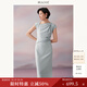 茂禾真絲氣質(zhì)連衣裙2025夏裝新款腰間疊褶裙子25MH62764 天青 M