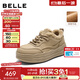 百麗（Belle）簡(jiǎn)約百搭高幫板鞋女2025冬新商場(chǎng)同款加絨厚底板鞋E6J1DDM5 卡其色 39