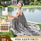 絲柏舍撞色連衣裙2025夏裝新款女裝復(fù)古文藝不規(guī)則時(shí)尚吊帶裙