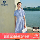 Navigare意大利小帆船女全棉條紋連衣裙短袖收腰中長(cháng)裙2322875516 藍 XL