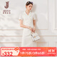 經(jīng)典故事（JANE STORY）白色西裝領連衣裙2024夏季新款設計感收腰正裝西裝裙職業(yè)通勤裙子 米杏色 M