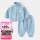 婧麒（JOYNCLEON）寶寶搖粒絨套裝秋冬加絨保暖嬰幼兒衣服男女童兩件套兒童春裝 藍(lán)色小熊 90 cm