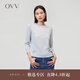 OVV2023秋冬新款女裝絲羊絨馬鞍肩經(jīng)典圓領(lǐng)七分袖針織衫 淺藍(lán)（凈色）B2 S