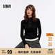 森馬（Semir）毛衣女短款撞色假兩件百搭女士?jì)却钋锇腴_(kāi)襟修身毛衫107524107006