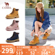 駱駝（CAMEL）【山越】工裝靴女新潮厚底馬丁靴 L25W076018 土黃(反絨皮) 36