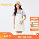 巴拉巴拉女童褲子兒童牛仔褲夏款中大童時(shí)尚短褲甜美背帶褲潮208224110006