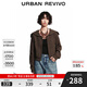 UR2025秋季新款女休閑坑條肌理披肩領(lǐng)短款針織開衫UYY950118# 咖啡色 M