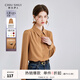 秋水伊人時(shí)尚簡(jiǎn)約顯瘦直筒襯衫秋季新款女休閑長(cháng)袖打底襯衣 桔色-經(jīng)典款 L