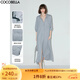 COCOBELLA氣質(zhì)灰簡(jiǎn)約長(zhǎng)袖連衣裙優(yōu)雅氣質(zhì)通勤兩穿外套開(kāi)衫FR0048 氣質(zhì)藍(lán)調(diào) S
