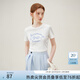 范思藍恩美式復古甜美蝴蝶結印花短袖T恤2024夏新款百搭上衣12976 白色 S
