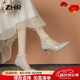 ZHR高跟鞋女優(yōu)雅尖頭細跟女鞋高級感珍珠綁帶水晶單鞋女 Y765銀色 38