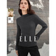 ELLE灰色格雷系開(kāi)叉針織衫女2025冬季新款設計感修身慵懶休閑毛衣 深灰 M