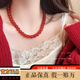 潮之夢(mèng)紅瑪瑙串珠項鏈女款感鎖骨鏈925銀春夏復古中式時(shí)尚毛衣鏈 10mm紅瑪瑙串珠項鏈