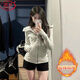 浪莎修身衛衣外套女加絨加厚冬季2025新款小個(gè)子顯瘦美式開(kāi)衫連帽上衣