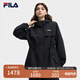 FILA 斐樂(lè )官方女裝梭織外套2025秋新款時(shí)尚休閑收腰寬松連帽工裝夾克 正黑色-BK S 160/80A/S