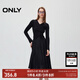 ONLY2024秋冬新款優(yōu)雅氣質(zhì)V領(lǐng)修身針織套裝連衣裙女|124346006 H1Z 黑色 L (170) 88A