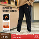 李寧透氣束腳運動(dòng)褲秋冬女子衛褲刺繡標志長(cháng)褲寬松休閑跑步健身褲 【加絨保暖】束腳-雙logo-黑色R-8 M