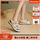 MIO米奧夏季新款涼鞋甜酷時(shí)髦水鉆休閑涼鞋輕便通勤涼拖女 米白色 35