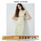 VEGA CHANG法式碎花連衣裙女2025夏新款方領(lǐng)荷葉邊設(shè)計收腰A字裙 花色 M