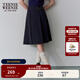 Teenie Weenie小熊女裝簡(jiǎn)約時(shí)尚韓版休閑學(xué)院風(fēng)中長(cháng)款百褶裙半身裙 藏青色 S (160)