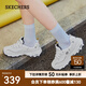 斯凱奇（Skechers）女小白鞋厚底增高休閑鞋網(wǎng)面透氣戶(hù)外運動(dòng)鞋節日禮物99999863 白色/海軍藍色/WNV 36